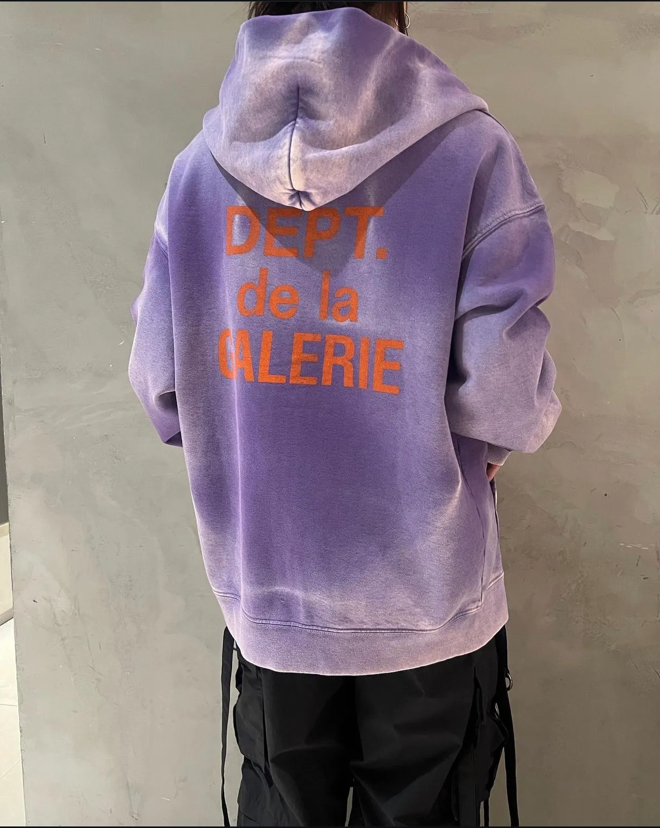 The same style as the owner GALLERY DEPT. FRENCH ZIP HOODIE water corrugated French zipper hole hoodie, sun washed purple, washed purple S-XL, ready-to-wear dyeing, hand-stitched and heavy-weighted, faded, super-heavy washing, hand-hanging holes, bone edges turned white, molded and customized with G LOGO zipper